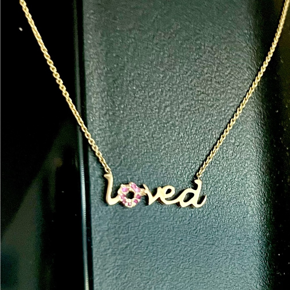 10k Gold and Ruby LOVED Necklace